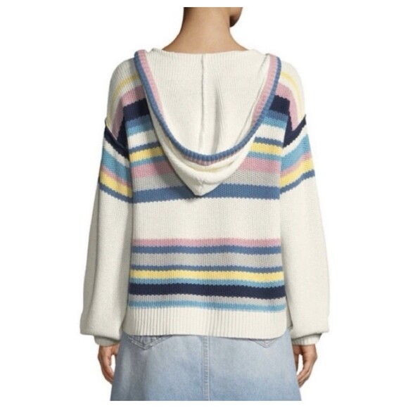FRAME Striped Drop Shoulder Hooded Sweater MSRP $325 Sz XS—As Seen On TV - Picture 2 of 16